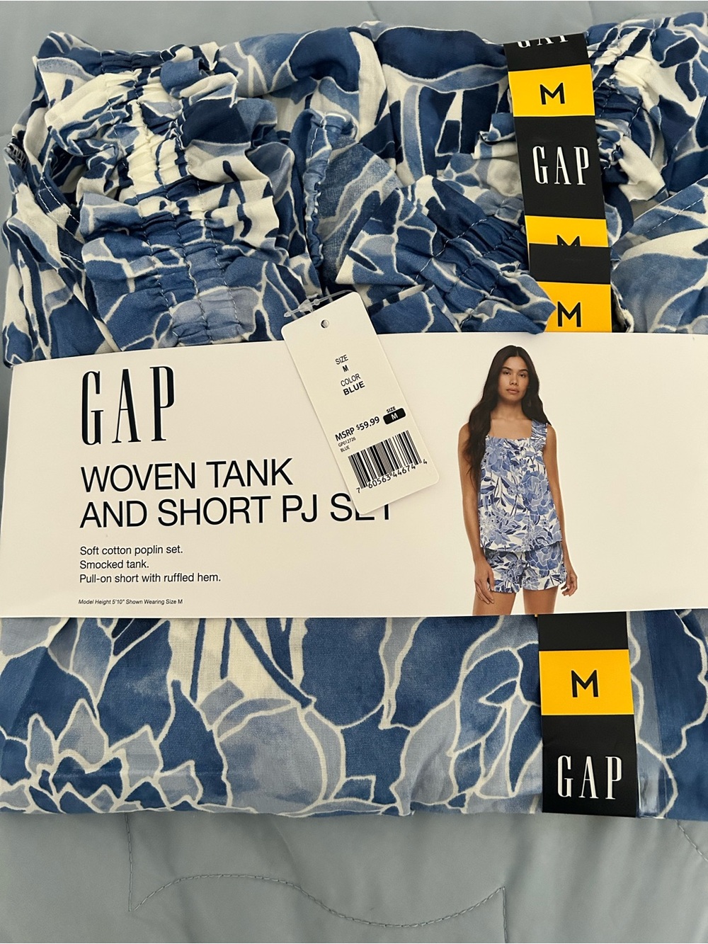 GAP Blue Floral Woven Tank & Short Set